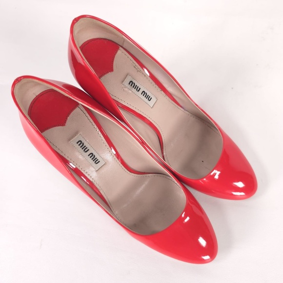 MIU MIU PATENT LEATHER ITALY🇮🇹MADE 518277 VERENICE LACCA Heels Pumps Size 38 - Picture 5 of 16